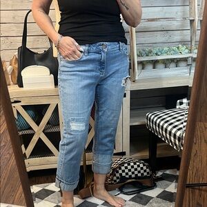 Soho Cropped Cuffed  Light Blue Boyfriend Jeans